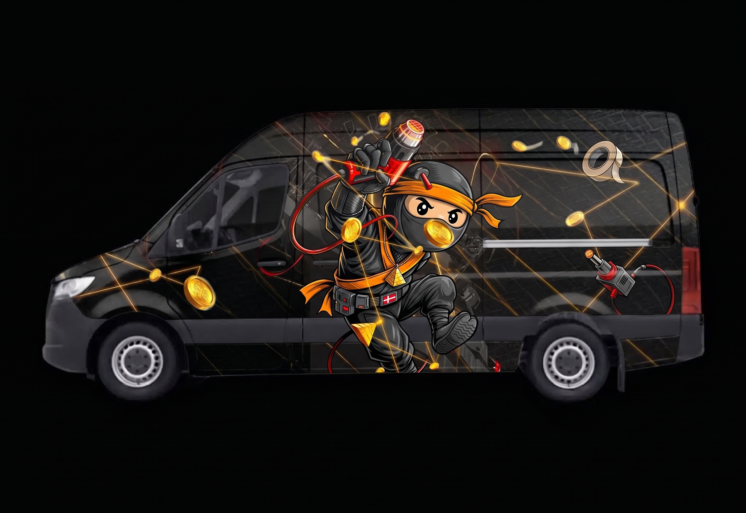 Folie Ninja varebil med specialdesignet bildekoration